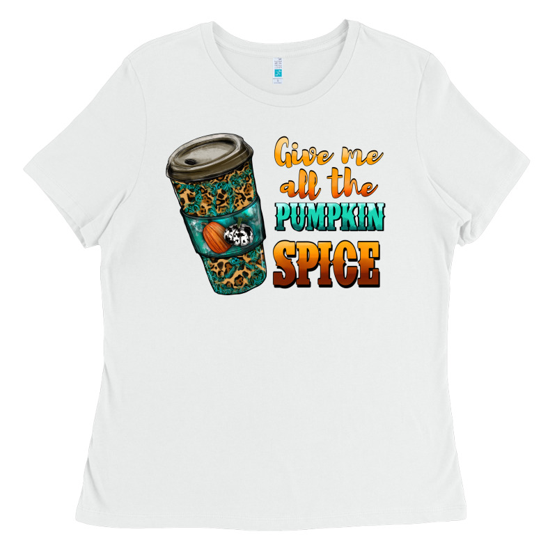Watercolor Give Me All The Pumpkin Spice Ladies Tee by RanaPortraitStore | Teevron