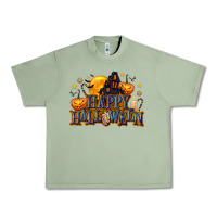 Oil Green Happy Halloween Urban Heavy Tee - texasbilliewilder