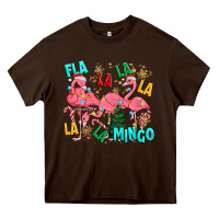 Chocolate Brown christmas fla la la la la mingo Heavy Core Tee - MaliasSmallBusiness