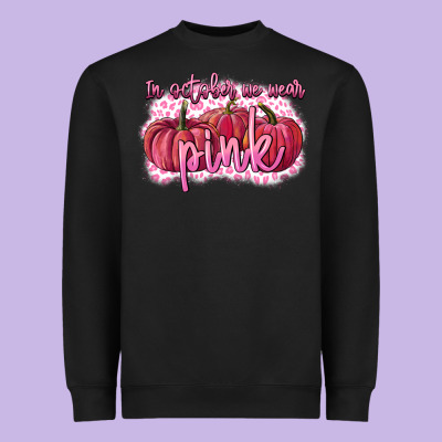 In October We Wear Pink Breast Cancer Heavyweight Sweatshirt Designed By Fadigitalartstudio