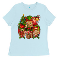Baby Blue Christmas Elf Truck Ladies Tee - BundleAndBundleShop