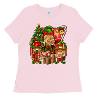 Bubblegum Pink Christmas Elf Truck Ladies Tee - BundleAndBundleShop