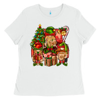 White Christmas Elf Truck Ladies Tee - BundleAndBundleShop