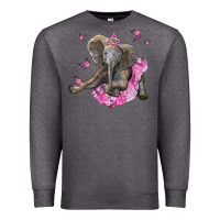 Charcoal Heather baby elephant with tutu Premium Sweatshirt - LillyAllenDesigns