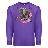 Purple baby elephant with tutu Premium Sweatshirt - LillyAllenDesigns