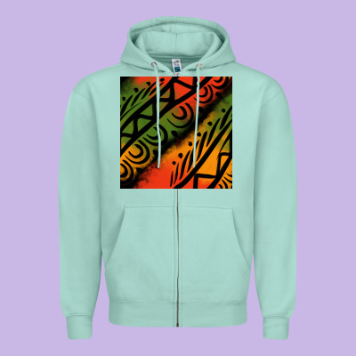 African Tribal Seamless Pattern Zipper Hoodie Designed By Bundleandbundleshop