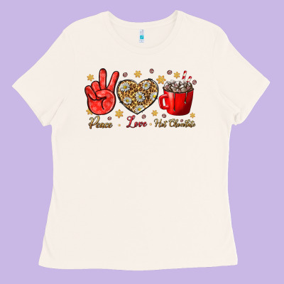 Peace Love Hot Chocolate Ladies Tee Designed By Bundleandbundleshop