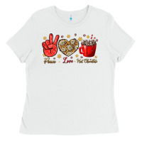 White Peace Love Hot Chocolate Ladies Tee - BundleAndBundleShop