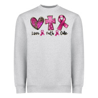Heather Grey Love Faith cure Breast Cancer Heavyweight Sweatshirt - FaDigitalArtStudio