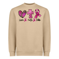 Love Faith Cure Breast Cancer Heavyweight Sweatshirt | Teevron