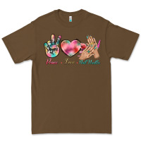 Cacao Peace Love Nail Hustler Premium Tee - BundleAndBundleShop