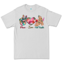 Dove Grey Peace Love Nail Hustler Premium Tee - BundleAndBundleShop