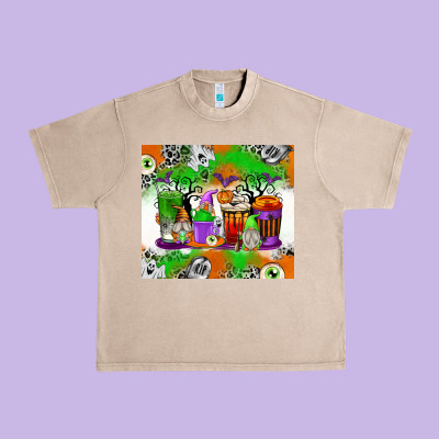 Halloween Coffee Cups Urban Heavy Tee Designed By Texasbilliewilder
