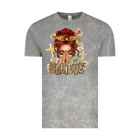Cloud Rock Red Hair Believe Praying Caucasian Messy Bun Vintage Tee - texasbilliewilder