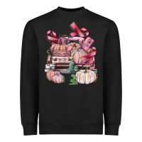 Black Breast Cancer truck with pumpkins Heavyweight Sweatshirt - FaDigitalArtStudio