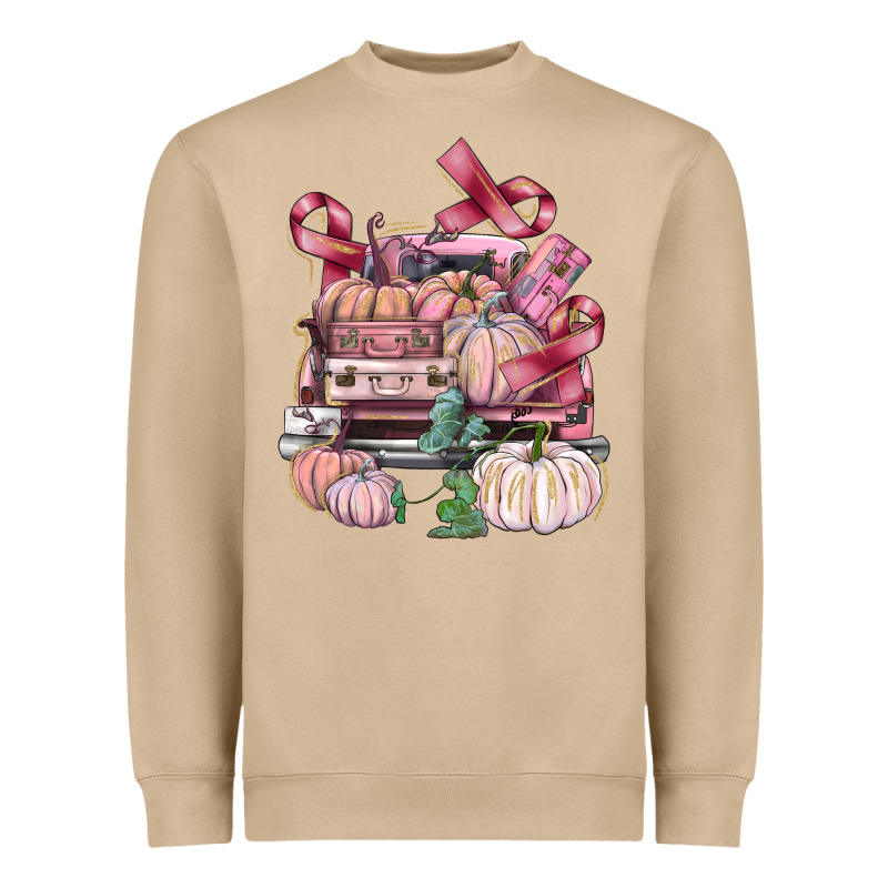 Breast Cancer Truck With Pumpkins Heavyweight Sweatshirt by FaDigitalArtStudio | Teevron