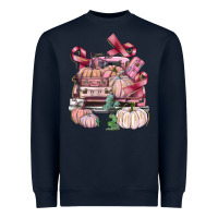Navy Breast Cancer truck with pumpkins Heavyweight Sweatshirt - FaDigitalArtStudio