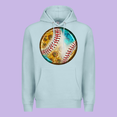 Baseball With Sunflower Round Earrings Premium Hoodie Designed By Bundleandbundleshop