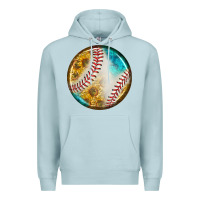 Blue Mist baseball with sunflower round earrings Premium Hoodie - BundleAndBundleShop