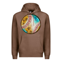 Chestnut baseball with sunflower round earrings Premium Hoodie - BundleAndBundleShop