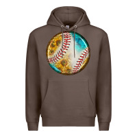 Coffee baseball with sunflower round earrings Premium Hoodie - BundleAndBundleShop