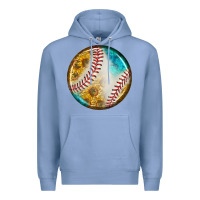 Colony Blue baseball with sunflower round earrings Premium Hoodie - BundleAndBundleShop