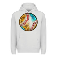 Dove Grey baseball with sunflower round earrings Premium Hoodie - BundleAndBundleShop