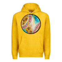Lemon baseball with sunflower round earrings Premium Hoodie - BundleAndBundleShop