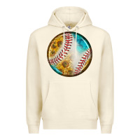 Sandshell baseball with sunflower round earrings Premium Hoodie - BundleAndBundleShop