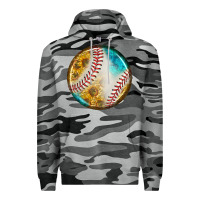 Slate Camo baseball with sunflower round earrings Premium Hoodie - BundleAndBundleShop