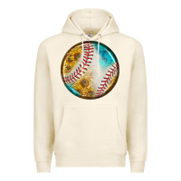Tofu baseball with sunflower round earrings Premium Hoodie - BundleAndBundleShop