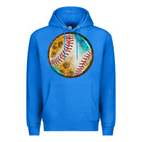 True Royal baseball with sunflower round earrings Premium Hoodie - BundleAndBundleShop