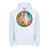 White baseball with sunflower round earrings Premium Hoodie - BundleAndBundleShop