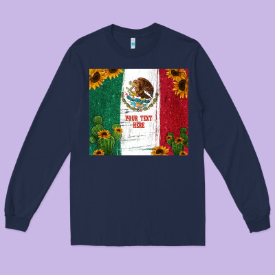 Preview Cactus Sunflower Mexican Flag Long Sleeve Tee Designed By Jasminsmagicworld