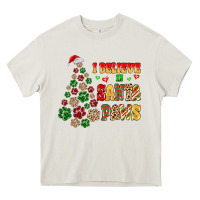 Cream i believe in santa paws Heavy Core Tee - MaliasSmallBusiness