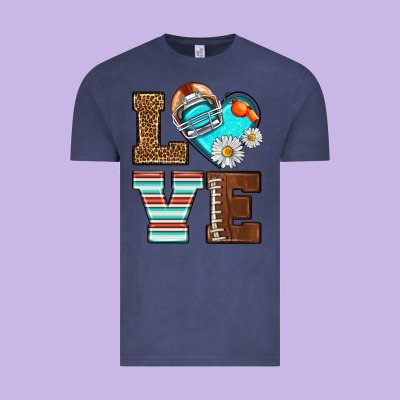 American Football Love And Helmet Vintage Tee Designed By Nancycooperartshop