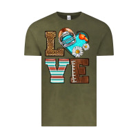 Vintage Olive American Football love and helmet Vintage Tee - NancyCooperArtShop