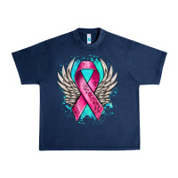 Navy cancer ribbon with angel wings Urban Heavy Tee - NancyCooperArtShop