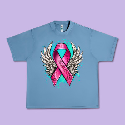 Cancer Ribbon With Angel Wings Urban Heavy Tee Designed By Nancycooperartshop