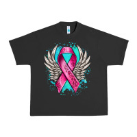 Pigment Black cancer ribbon with angel wings Urban Heavy Tee - NancyCooperArtShop