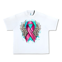 White cancer ribbon with angel wings Urban Heavy Tee - NancyCooperArtShop
