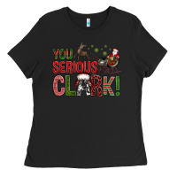 Black You Serious Clark With Santa Sleigh Ladies Tee - BundleAndBundleShop