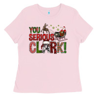 Bubblegum Pink You Serious Clark With Santa Sleigh Ladies Tee - BundleAndBundleShop