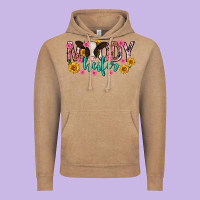 Moody Heifer Mother's Day Vintage Hoodie Designed By Texasbilliewilder