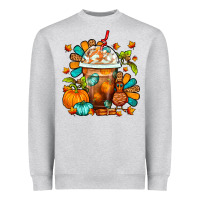 Heather Grey Thanksgiving Frappe Coffee Heavyweight Sweatshirt - FaDigitalArtStudio