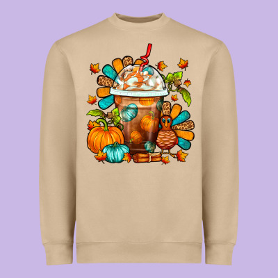 Thanksgiving Frappe Coffee Heavyweight Sweatshirt Designed By Fadigitalartstudio
