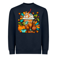 Navy Thanksgiving Frappe Coffee Heavyweight Sweatshirt - FaDigitalArtStudio