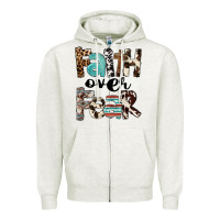 Oatmeal Heather Faith Over Fear Zipper Hoodie - FaDigitalArtStudio