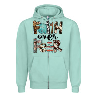 Seafoam Faith Over Fear Zipper Hoodie - FaDigitalArtStudio