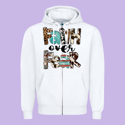 Faith Over Fear Zipper Hoodie Designed By Fadigitalartstudio
